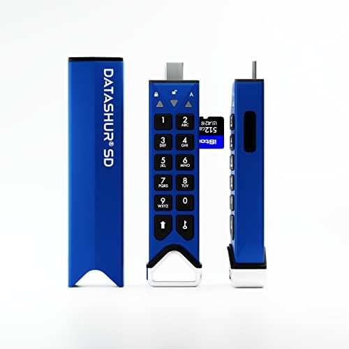 iStorage DatAshur SD 512 GB Gecodeerde USB Flash Drive met verwijderbare microSD-kaarten | Wachtwoord beveiligd | FIPS Compliant