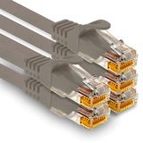 1aTTack.de - 5 x 0,25 m Cat7 netwerkkabels, Cat.7 Ethernet, LAN & Cat 7 patchkabels voor maximale internetsnelheid en verbindt alle apparaten met RJ45-connectoren, grijs