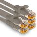 1aTTack.de - 5 x 0,25 m Cat7 netwerkkabels, Cat.7 Ethernet, LAN & Cat 7 patchkabels voor maximale internetsnelheid en verbindt alle apparaten met RJ45-connectoren, grijs
