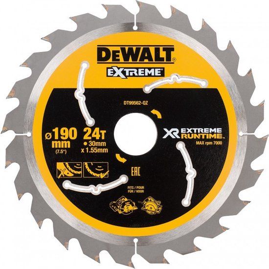 DeWalt Cirkelzaagblad - 190mm - 24 tanden