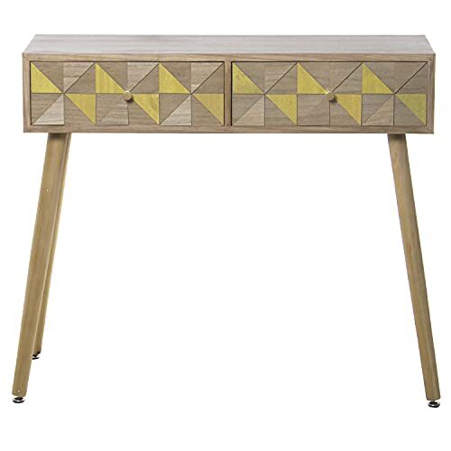 DRW Ingangtafel met 2 schuifladen van hout Paulownia+MDF en grenenhout, 89 x 30 x 78 cm