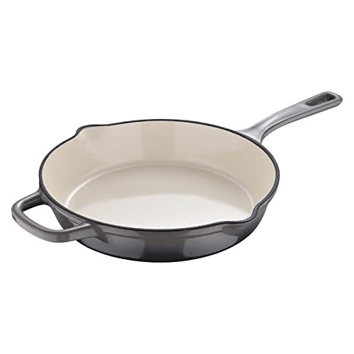 MasterPro Unique gietijzeren pan, 24,5 cm, kleur wit, van gerecyclede materialen, ergonomische handgreep, keukenhulp, geschikt voor alle soorten keuken