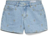 Vero Moda Vmtess Mr Emb Short Denim Shorts 10352598 Light Blue Deni/palm Tree Dames Maat - M