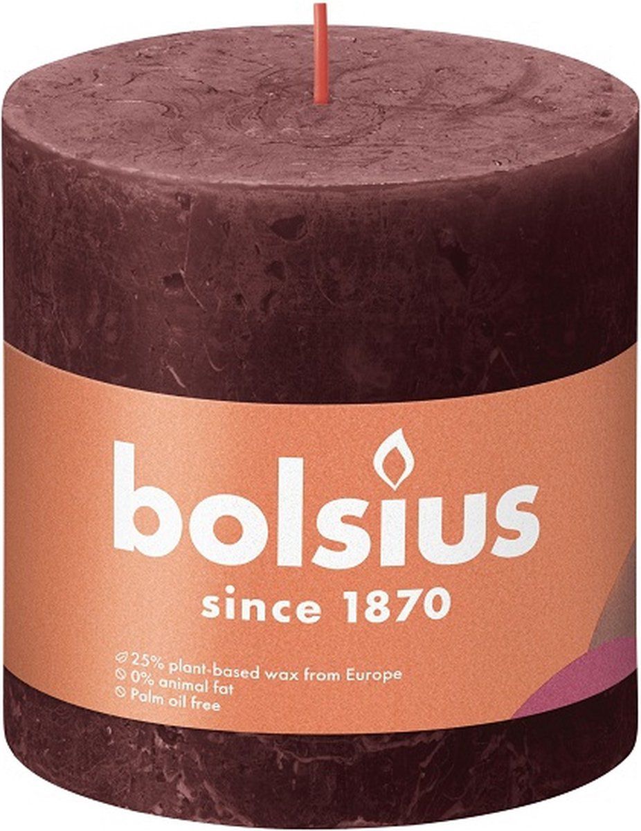 Bolsius Rustiek Stompkaarsen - 3 stuks - 100/100 (62 uur) - Velvet Red