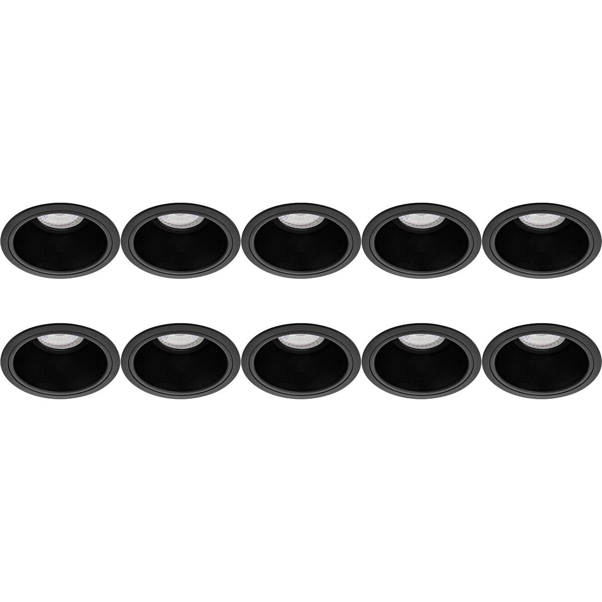 BES LED Spot Armatuur 10 Pack - Pragmi Minko Pro - GU10 - Rond - Mat Zwart - Ø90mm