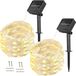 Merkloos Kerst decoratie buiten 100 leds zonne-energie 10 meter 8 modus buiten kerstverlichting voor bruiloft feest en kerst tuindecoratie buitenbouwverlichting - warm wit