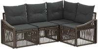 vidaXL Tuinbank - Set - 4 zitplekken - Grijs - Polyrattan