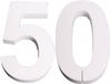 Merkloos Piepschuim cijfer 50 jaar - H25 cm - wit