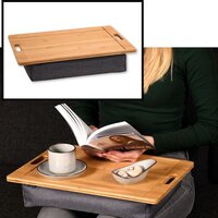 Kesper | Laptray - Schootdienblad met kussen - Knie / schoot dienblad - FSC® Bamboe Hout - Afm 45 x 31 x 8 Cm - Grijs