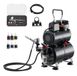 Latios Airbrush Set - Compressor Met Tank - 1/6 PK - Dual Action Airbrushpistool - 3 Spuitmonden 0,2/0,3/0,5 mm - Inclusief Slang en Acrylverf - Taartdecoratie, Modelbouw, Nail Art