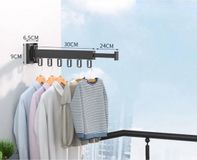 GUTEC Porte-manteau mural pliable 6 crochets - Noir