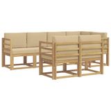 vidaXL - Buiten - bank - set - 7 - st - Wit - en - Beige - Polyester