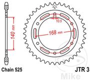 JT-Tandwielen Jt Sprockets 525 Jtr3.42 Steel Achtertandwiel Zilver 42t