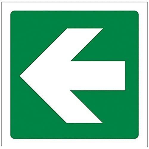 VSafety Green Arrow Fire Exit Sign - 100mm x 100mm - Self-Adhesive Vinyl