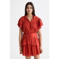 Scotch & Soda Robe courte à volants avec taille froncée Ketchup Taille : 38