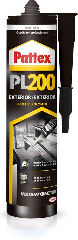 Pattex PL200 Montagekit - 480g - Transparant - Sterke Hechting - 20 Jaar Garantie