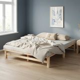 Homestyle4u Tweepersoonsbed - 160x200 cm - Massief Houten - Natuurlijk