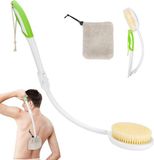 Brosse de dos pliable avec long manche, poils naturels, tête de brosse pour utilisation avec une serviette