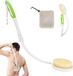 Brosse de dos pliable avec long manche, poils naturels, tête de brosse pour utilisation avec une serviette