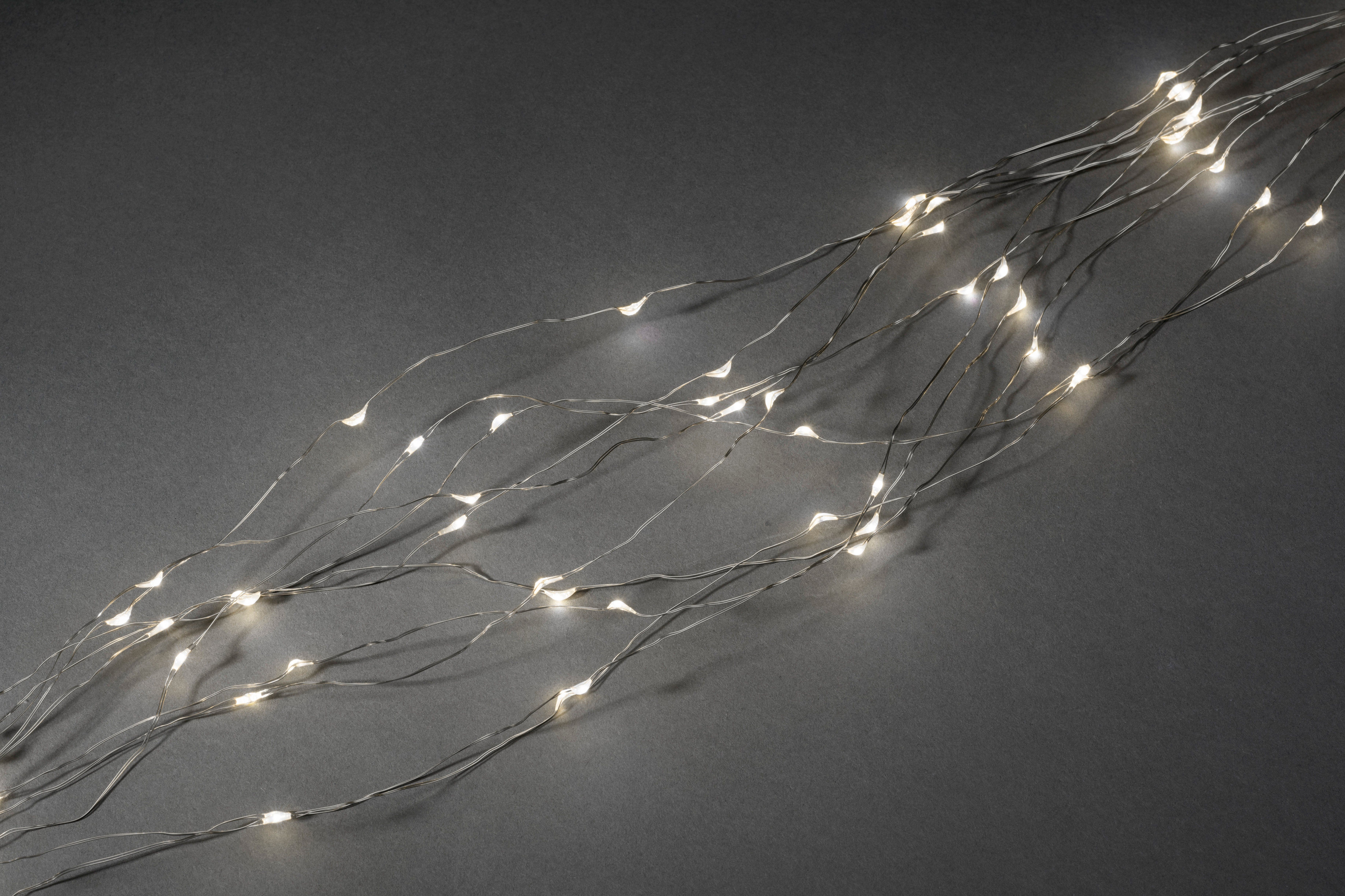 KONSTSMIDE 6381 - Snoerverlichting - 200 lamps LED Cascade zilver 10 strengen druppels - 200 cm -24V - voor binnen - warmwit