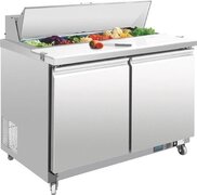 Polar Saladette met Werkblad en Wielen 2 Deurs