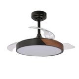 wonderlamp Terno Mini-ventilator, opvouwbaar, led, 46 W, zwart, 3 CCT, dimbaar