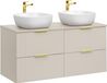 Meuble de salle de bain 120 cm avec plan et 2 vasques à poser, couleur cachemire, finition mate