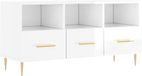 vidaXL meuble TV - 102x36x50 cm - bois traité - blanc laqué