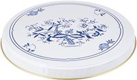 axentia Kookplaatafdekking, 4-delig, afdekking voor kookplaten, 2 x 16 cm en 2 x 20 cm, afdekking met klassiek uienpatroon, metaal, wit/blauw