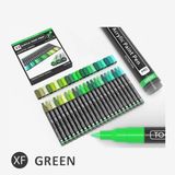 TOOLI-ART Pro Color Series Acrylverfmarkers, 22 stuks, extra fijne punt 0,7 mm, Groen