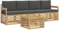vidaXL - Bank loungeset - 4 zitplekken - Polyester - Wit en antracietkleurig