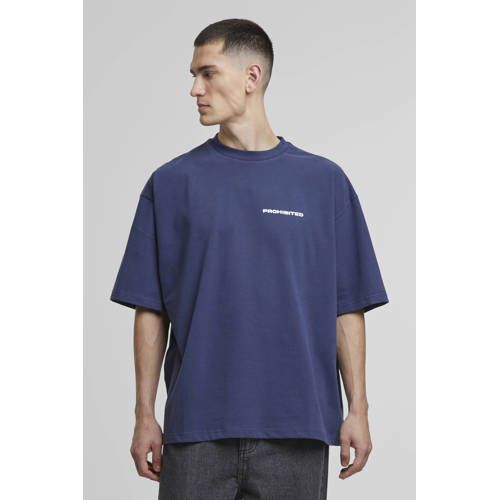 Prohibited Oversized T-shirt met Backprint Donkerblauw