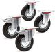 Wiltec Kit 4x Roulette – 2x Pivotantes double arrêt et 2x Pivotantes – Diamètre 125 mm – Capacité 100 kg/roue – Charge lourde, Caoutchouc plein Transport Meuble