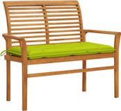 vidaXL Banc de jardin avec coussin vert vif 112 cm teck massif