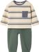Vertbaudet Ensemble T-shirt et pantalon garçon vert rayé manches courtes col rond 100% Coton 2 pièces taille 68
