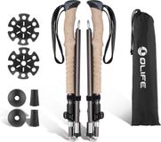 OLIFE Wandelstokken telescopisch voor dames en heren, opvouwbare trekkingstokken voor reizen, kamperen, wandelen, bergbeklimmen, lichte trekkingstokken van carbon