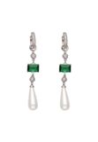 NAEMI Drop Earrings Vrouwen Koper Silver Green White Parel