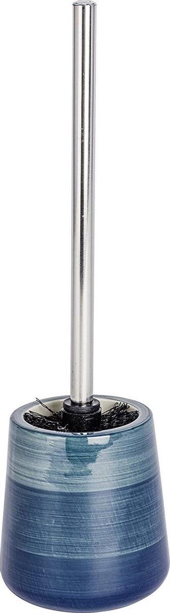 WENKO Toiletborstel Met Houder Pottery 39,5 X 12,5 Cm Keramiek - Blauw