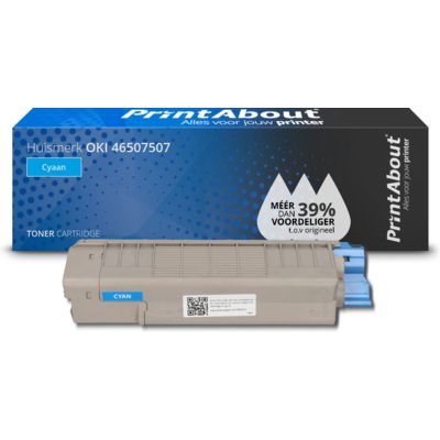 PrintAbout Huismerk Toner Cyaan 6000 pagina's compatibel met OKI C612