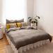 LILIMAUS Housse de couette 200x200 cm avec 2 taies d'oreiller 80x80 cm - mousseline de coton - beige foncé