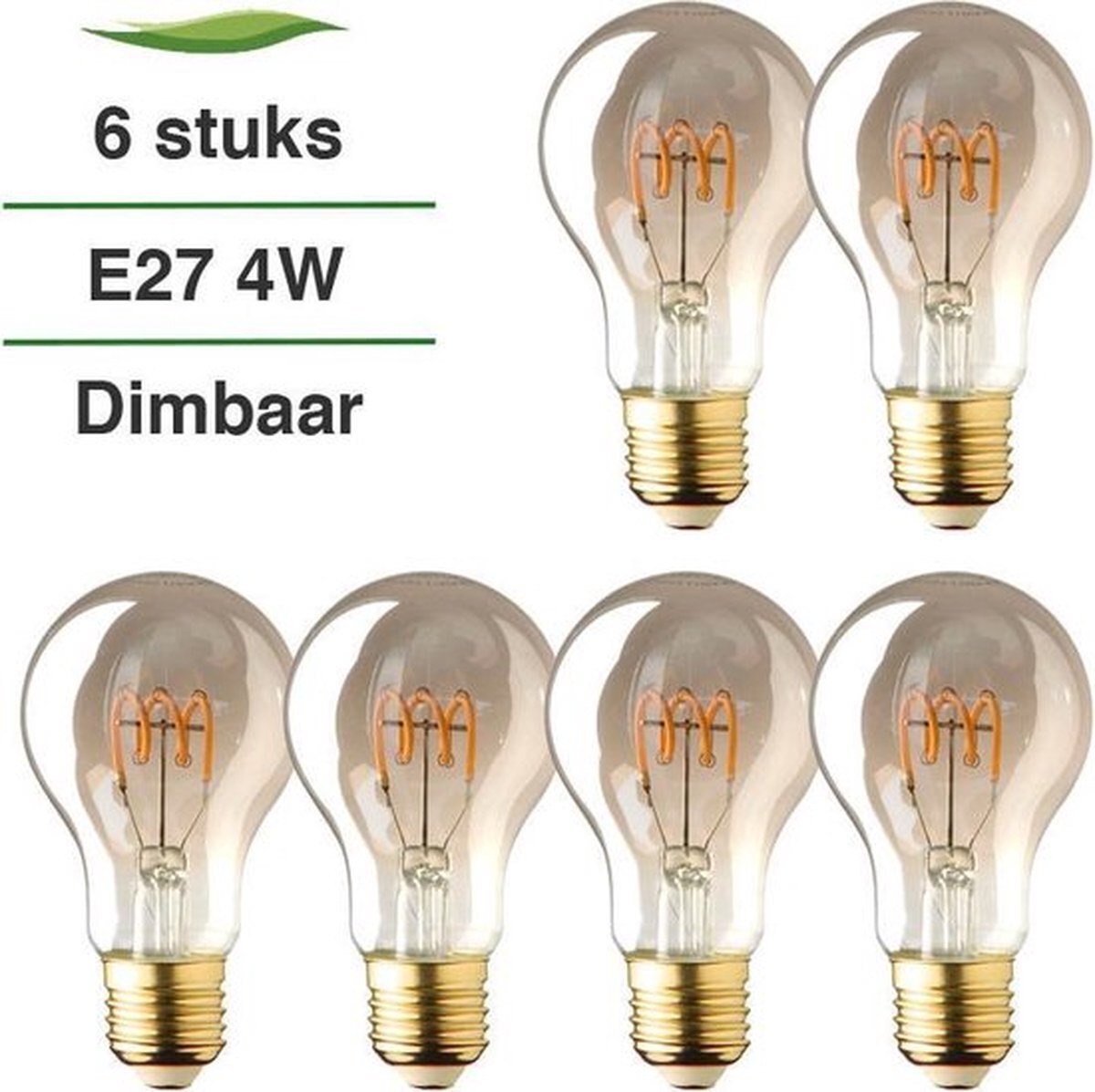 Lybardo E27 LED lamp - 6-pack - 3W - Dimbaar - 2100K extra warm wit - Filament