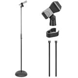 Pyle Microfoonstandaard Universeel – Verstelbaar 92-162 cm – Compact & Stevig – Inclusief Microfoonclip & Rubbervoet – Zwart