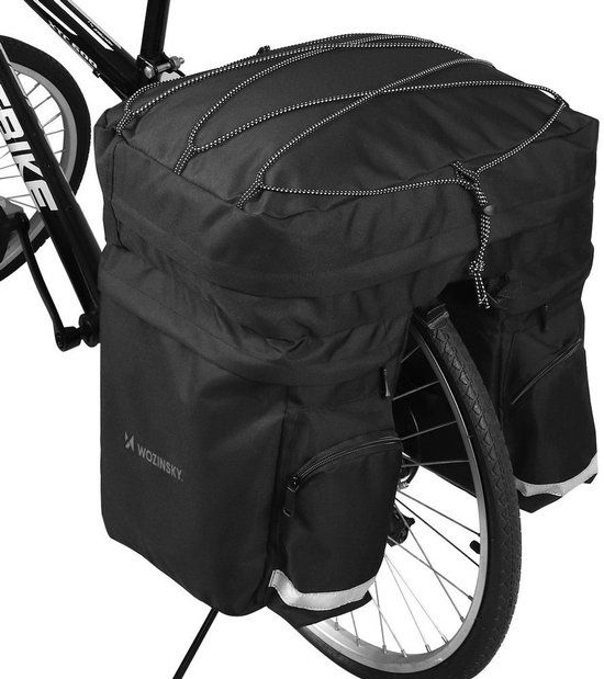 Wozinsky Fietstas Dubbel Waterdicht met Reflectoren - Zwart - 60L