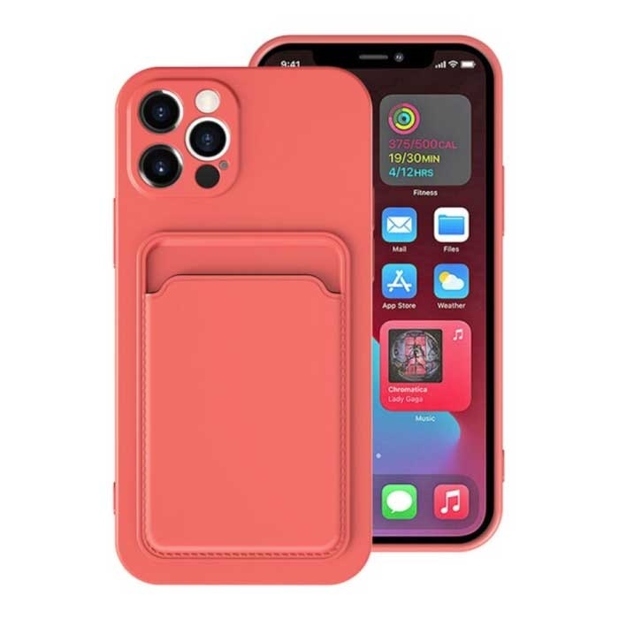 XDAG XDAG iPhone 8 Plus Kaarthouder Hoesje - Wallet Card Slot Cover Donkerroze