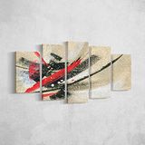 Homemania Kleurbord, 5 stuks, Abstract for Living, Room-Multicolor, 100 x 3 x 60 cm, HM205PKNV-28, polyester, hout