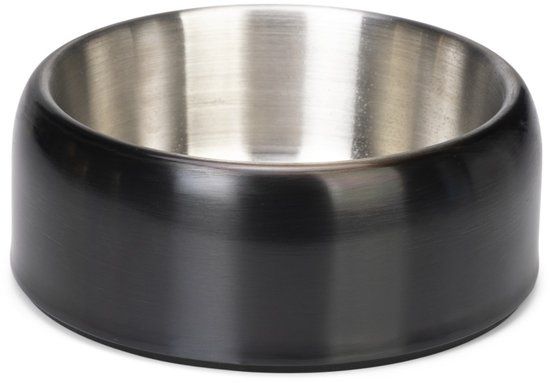 Designed by Lotte Noar Voerbak Hond - Eetbak/Drinkbak - Vaatwasserproof - Anti-slip - RVS - Zwart - 470ml