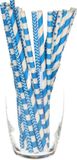 Excellent Houseware Drinkrietjes van papier - 100x - blauw - 20 cm