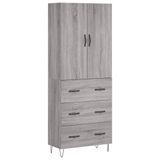 vidaXL Hoge kast, grijs Sonoma, 69,5 x 34 x 180 cm, houtvezel