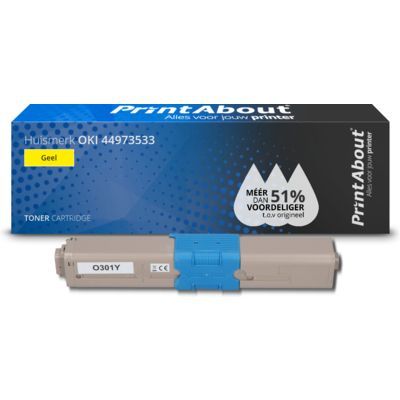 PrintAbout Huismerk OKI 44973533 Toner Geel | Compatibel