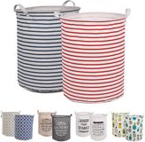 LessMo 2PCS 17,7" wasmandensorteerder - opvouwbaar - set van 2 wasmanden bespaart tijd bij het sorteren - waszak - wasmanden - wasmanden - 45 x 35 cm (strepen, verdikt 17,7" / medium)